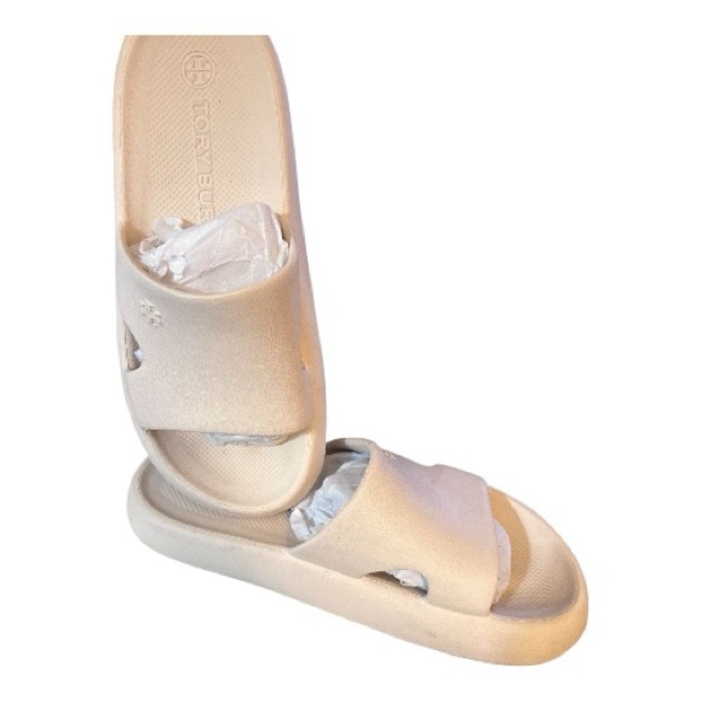 Tory Burch Beige Slide Sandals